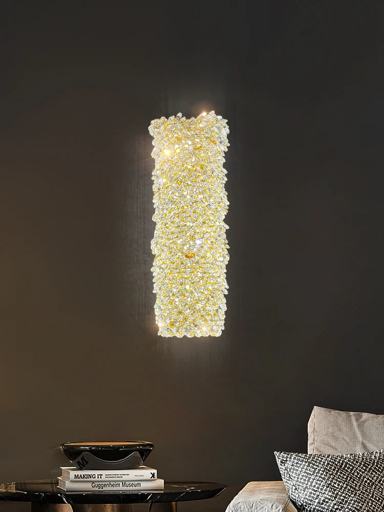 applique murale en métal doré avec ampoule en cristal clair fil réglable - vue 5 sur 9