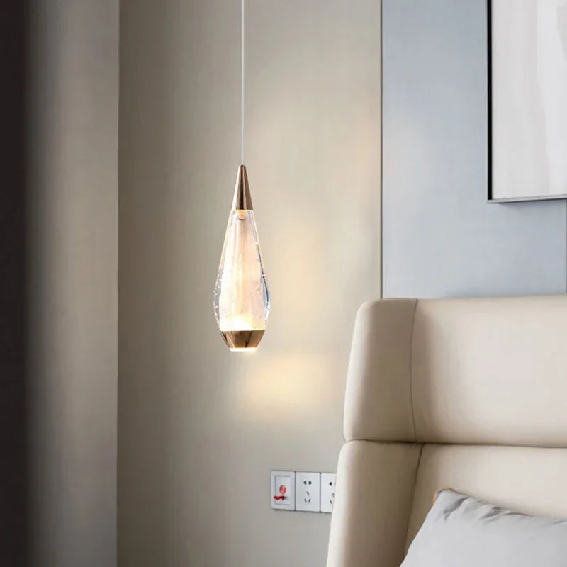 Lamp Modern 3-Lights Kitchen Island Pendant Lighting, Mini LED Light Fixtures Gold Crystal Hanging Light Fixture For Bedside R - vue 3 sur 9