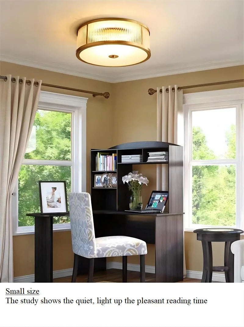 plafonnier led cuivre cristal décoratif intérieur - vue 3 sur 8