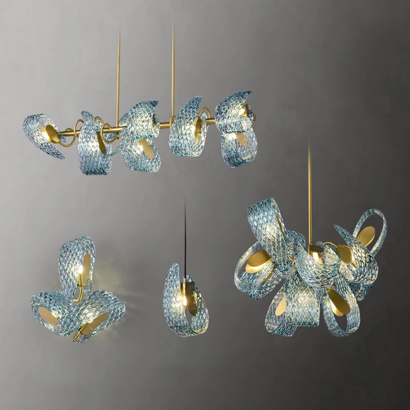 Placards de chambre à coucher bleu serpent échelle verre luminaire applique murale LED lampe Lustre luxe décor à la maison appareil ménager décoration murale - vue 3 sur 18