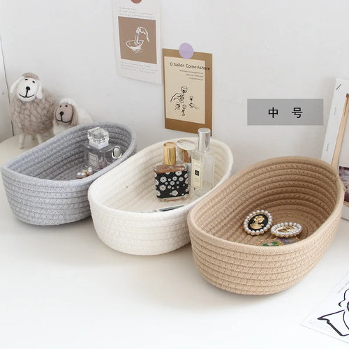 paniers en corde de coton pour rangement et organisation des objets - vue 2 sur 13