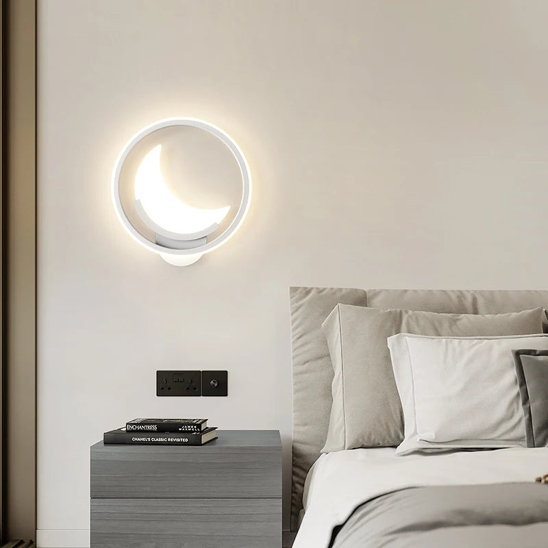 Chambre d'enfants appliques moderne Simple créatif dessin animé nuage lumière LED lune chambre lampe de chevet filles garçons Loft lampe de lit - vue 4 sur 9