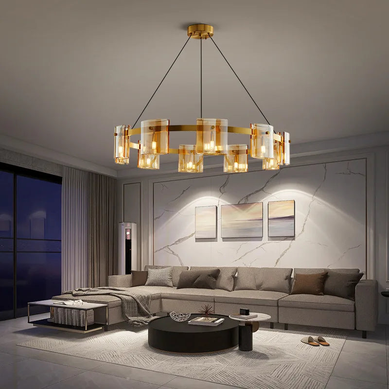lustre moderne en verre fumé pour une décoration élégante - vue 5 sur 16
