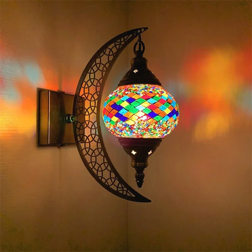 applique murale rétro bohème en forme de lune décorative artisanale - vue 14 sur 14