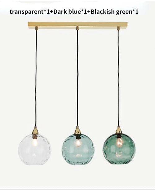 Lustre boule de verre coloré nordique lampes suspendues moderne Grain d'eau Restaurant cuisine luminaire suspendu chambre lampe de chevet - vue 27 sur 29