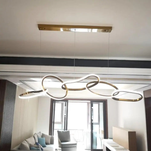 suspension moderne en acier inoxydable doré pour décoration artistique - vue 6 sur 11