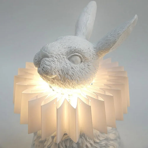 lampe de table créative en résine avec écharpe de lapin décorative - vue 5 sur 15