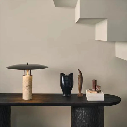 lampe à poser design en pierre de fer noir à LED - vue 4 sur 6