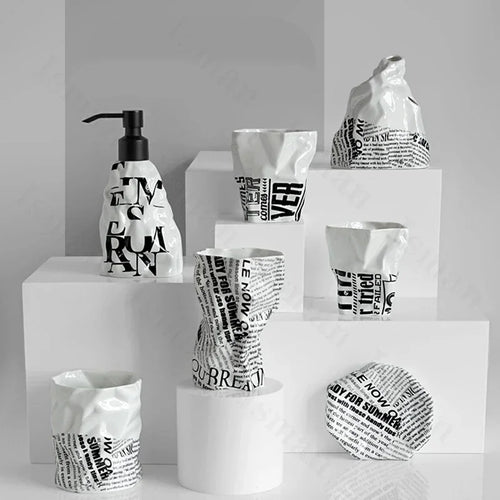accessoires en céramique d'art origami pour salle de bain haut de gamme - vue 2 sur 15