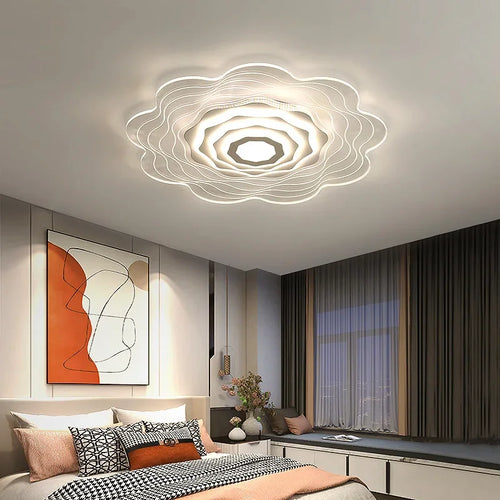 plafonnier led moderne en forme de fleur décoratif pour la maison - vue 2 sur 9