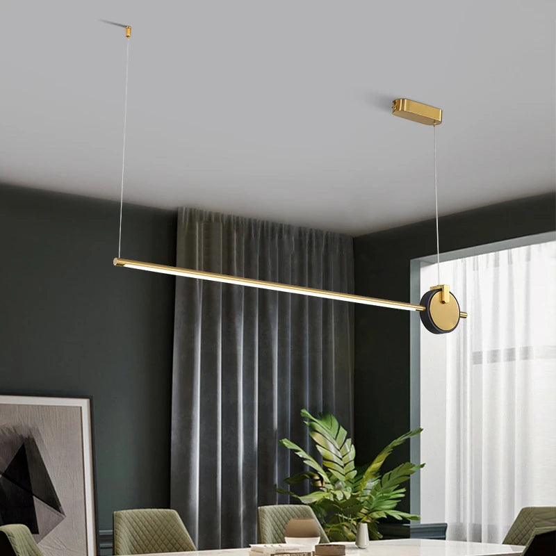 luminaire suspendu nordique simple longue bande déco maison - vue 2 sur 10