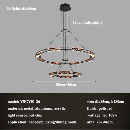 lustre LED circulaire moderne design nordique pour intérieur élégant - vue 12 sur 15