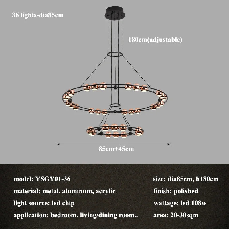 lustre LED circulaire moderne design nordique pour intérieur élégant - vue 11 sur 15
