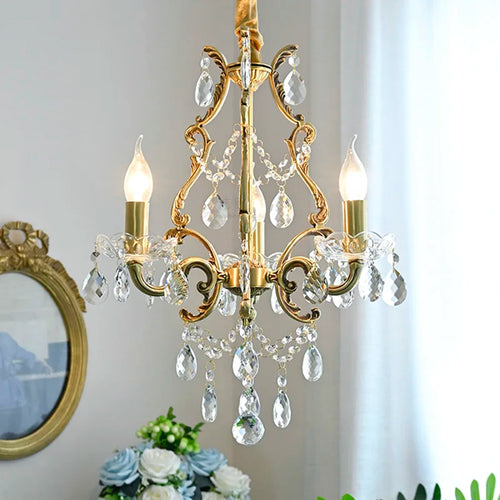 lustre rétro élégant avec perles de cristal loft décor - vue 3 sur 6