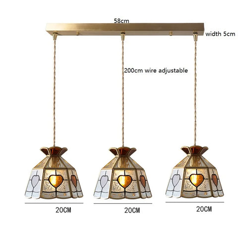 Suspension vintage en cuivre avec abat-jour en verre fait main - vue 16 sur 21
