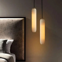 Suspension moderne en marbre naturel avec fil réglable en laiton
