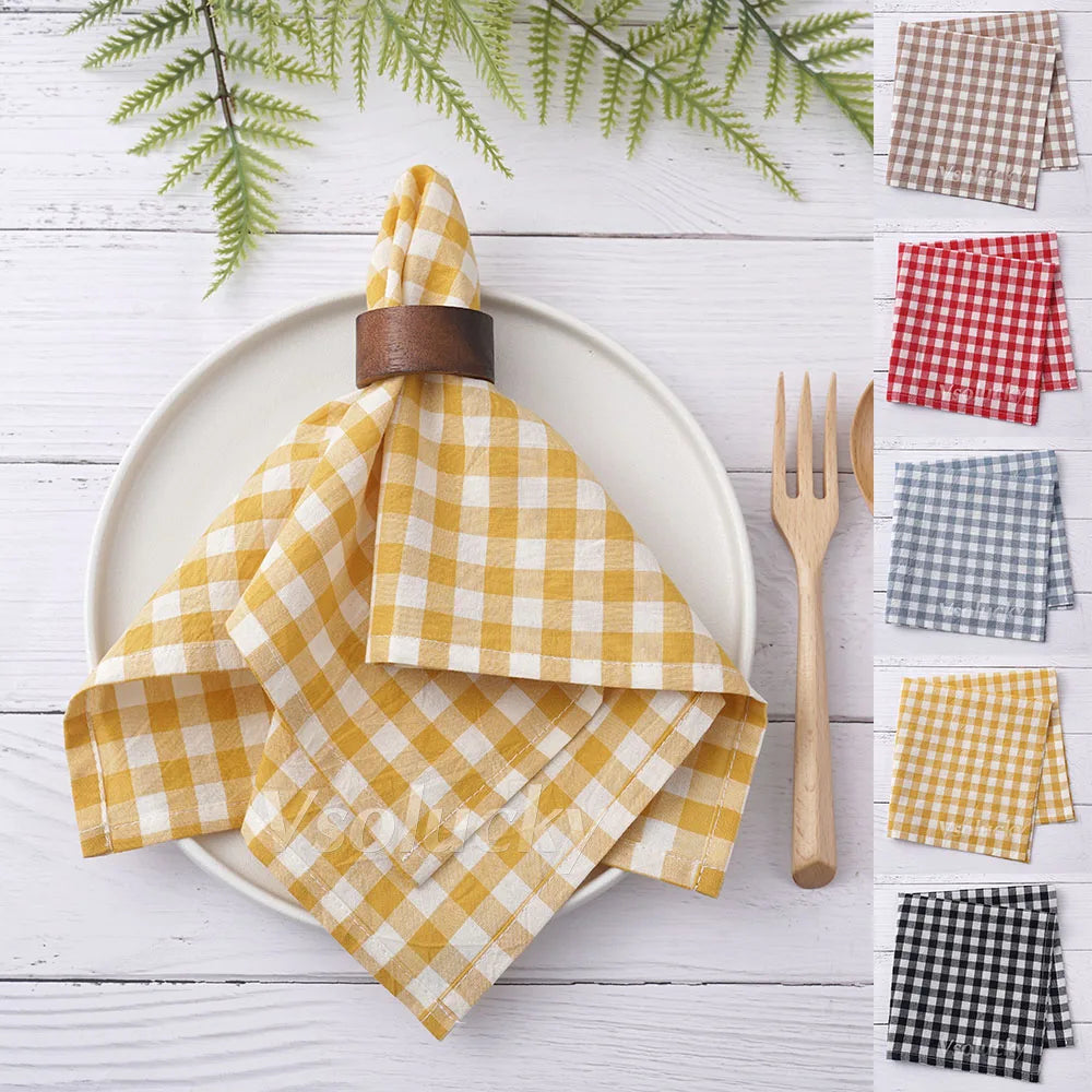 Serviette de table coton vichy 42x42 style champetre