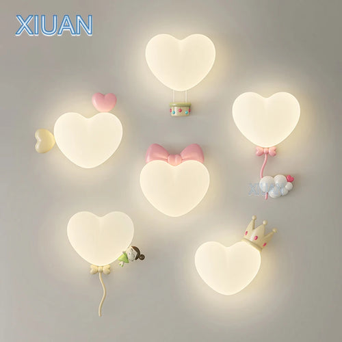 applique murale led romantique couronne coeur nuage pour enfants - vue 2 sur 12