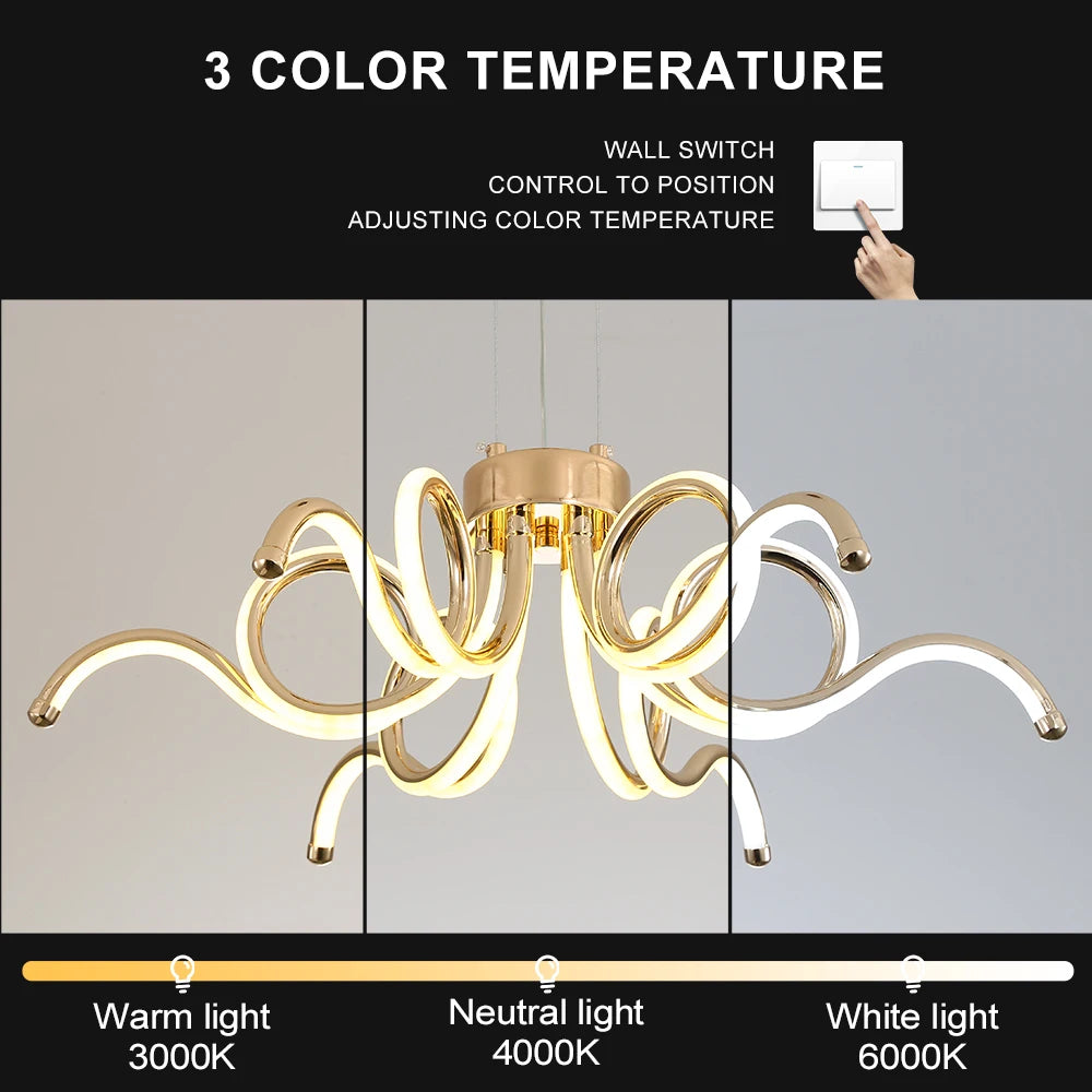 lustre moderne doré artpad avec télécommande pour éclairage intérieur - vue 5 sur 9