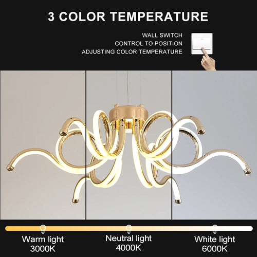 lustre moderne doré artpad avec télécommande pour éclairage intérieur - vue 6 sur 9