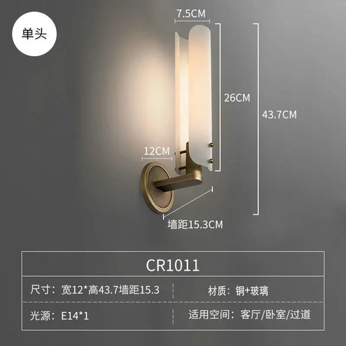 applique murale rétro en cuivre et verre de luxe décorative pour intérieur - vue 10 sur 10