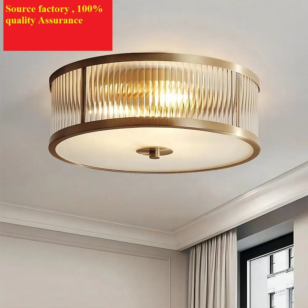 plafonnier led cuivre cristal décoratif intérieur - vue 1 sur 8