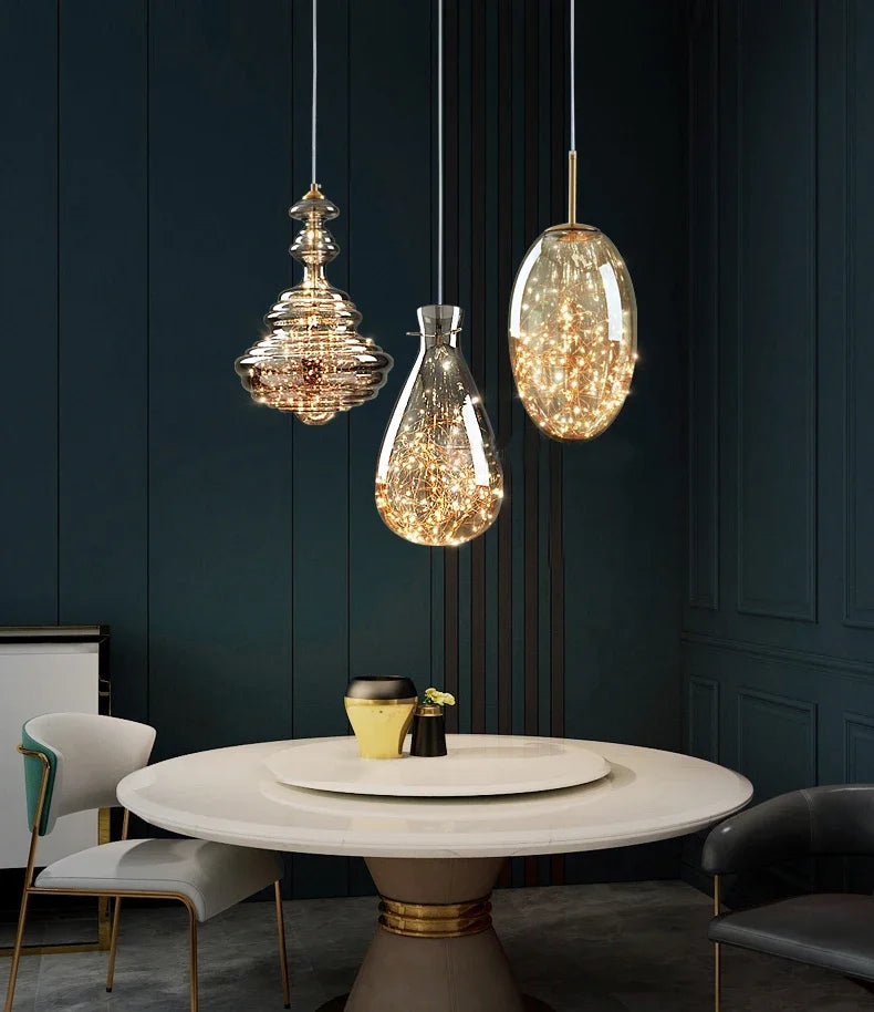 lustre de luxe en verre et laiton éclairage décoratif starlight - vue 2 sur 10