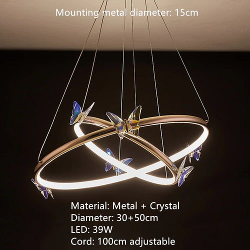 applique murale led papillon en cristal montage en surface - vue 13 sur 19