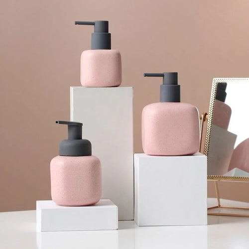 bouteille en céramique pour savon et gel douche portable - vue 4 sur 21
