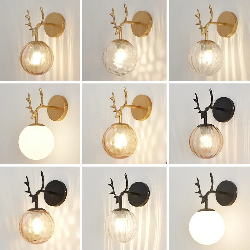 applique murale led rétro boule de verre décorative veilleuse - vue 5 sur 16