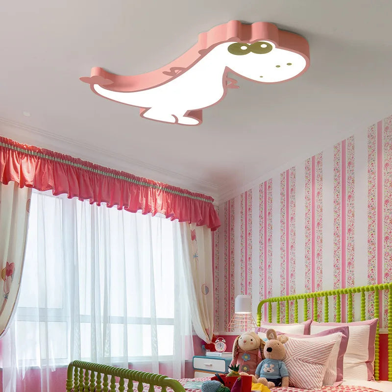 LED Ceiling Creative Cartoon Dinosaur for Children's Room Lamp, Modern Warm and Romantic Boy and Girl Bedroom Light  Lampara RC - vue 2 sur 8