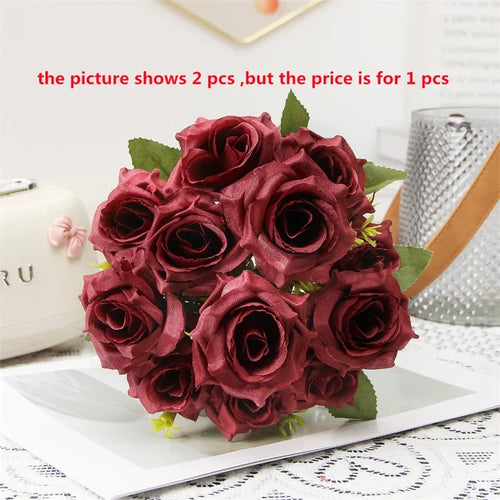 bouquet de roses décoratives en soie parfum de miel pour décoration intérieure - vue 10 sur 12