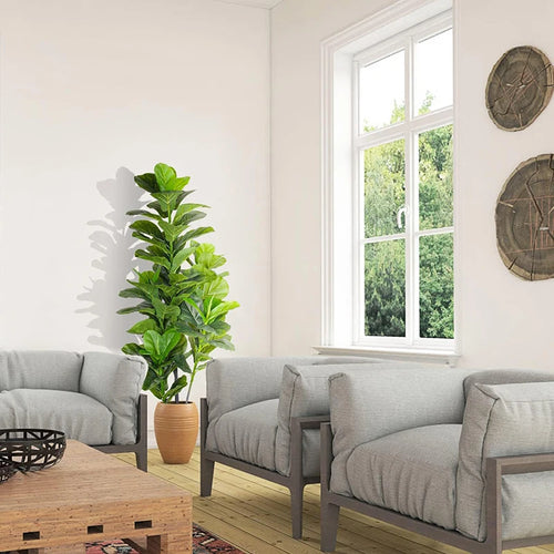 arbre tropical artificiel avec grandes branches et feuilles en plastique - vue 5 sur 12