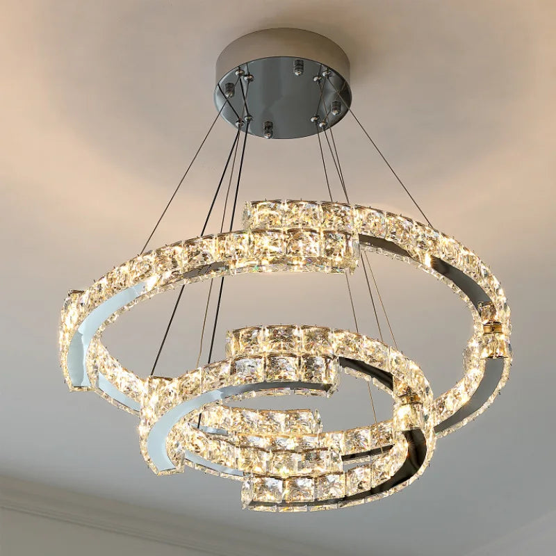 Modern Luxury K9 Crystal Led Chandelier In Dining Room, Nordic Living Room, Kitchen Lights, Bar, Bedroom Lighting Chandelier - vue 3 sur 13
