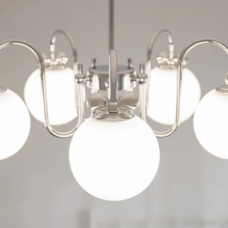 lustre moderne en chrome avec suspension en verre - vue 6 sur 12