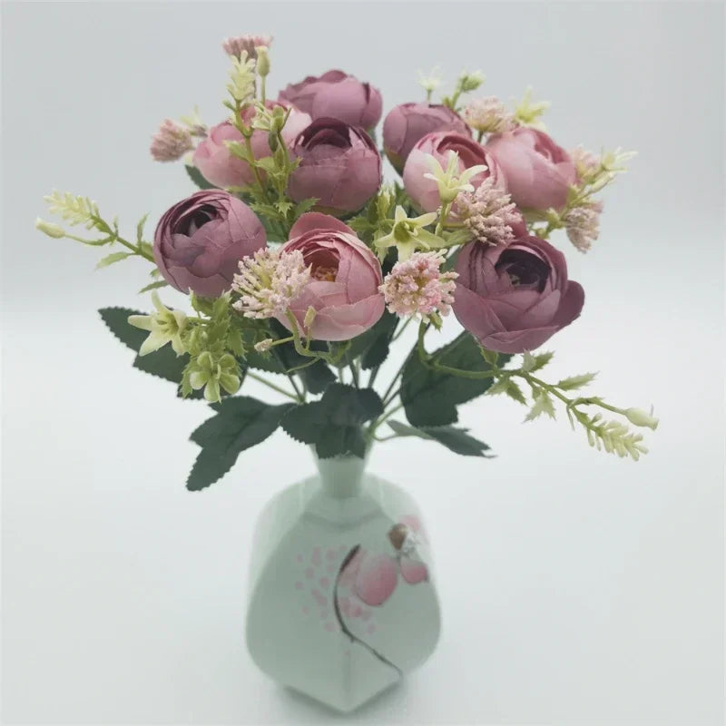 bouquet de roses en soie décoration de jardin fleurs artificielles - vue 3 sur 12