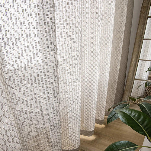 Voilage style japonais aspect lin motifs courbes salon - vue 11 sur 11