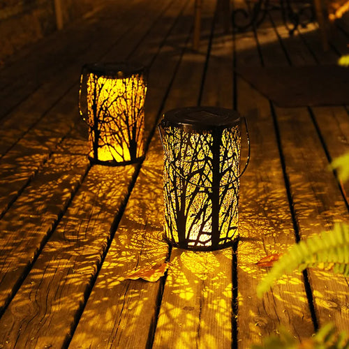lanterne solaire rétro en fer pour jardin extérieur - vue 7 sur 11