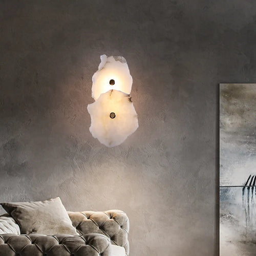 applique murale moderne en laiton et marbre naturel design luxe - vue 4 sur 12