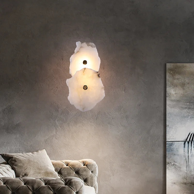 applique murale moderne en laiton et marbre naturel design luxe - vue 3 sur 12