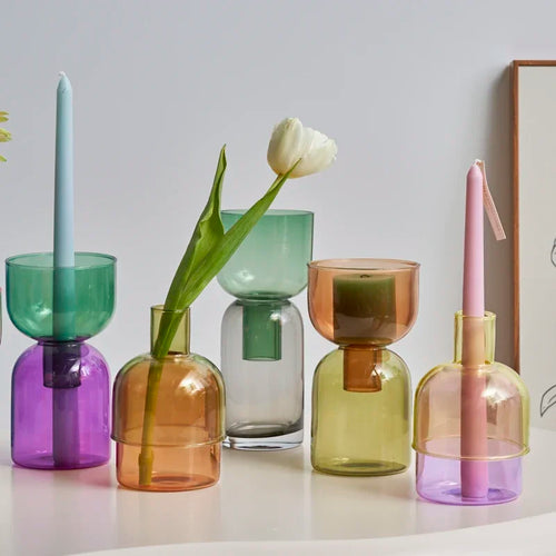 bougeoir en verre décoratif pour plantes et bougies - vue 2 sur 22