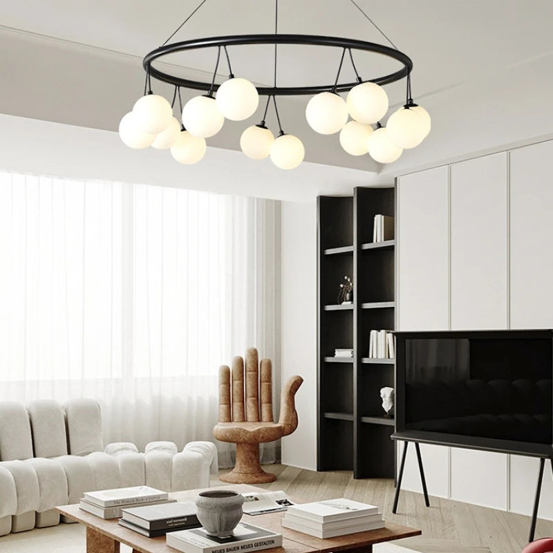 lustre led moderne en verre pour décoration intérieure - vue 3 sur 9