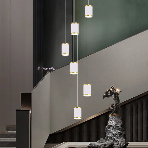 lustre long rotatif en acrylique pour éclairage intérieur décoratif - vue 7 sur 28