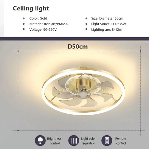 plafonnier led moderne avec ventilateur éclairage silencieux intelligent - vue 15 sur 15