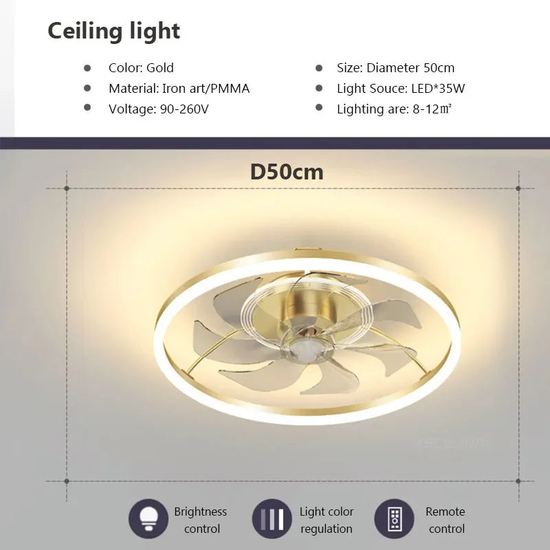 plafonnier led moderne avec ventilateur éclairage silencieux intelligent - vue 15 sur 15