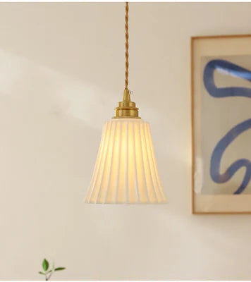 Lustre de style français rétro en céramique blanche - vue 12 sur 11