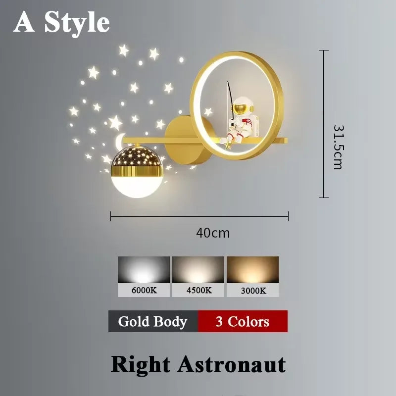 applique murale led créative lune astronaute décoration pour enfant - vue 13 sur 23