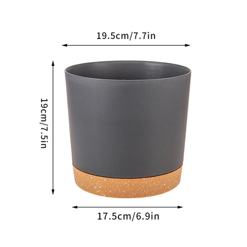 grand pot circulaire en plastique pour plantes d'intérieur avec drainage et plateau - vue 15 sur 15