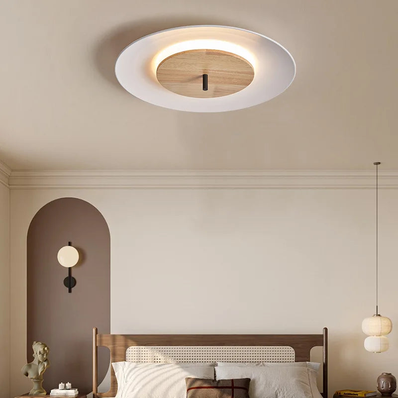 plafonnier moderne en bois avec éclairage led et télécommande - vue 3 sur 8