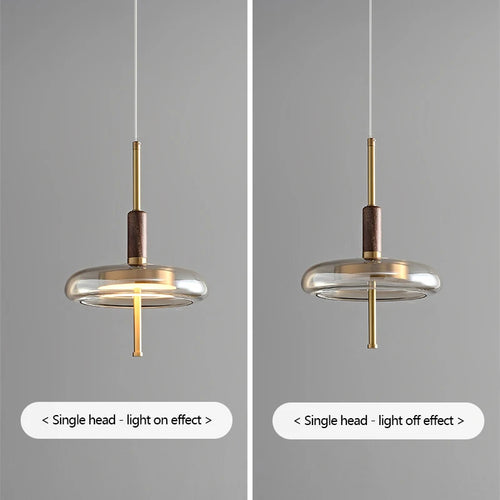 suspension en laiton et noyer design nordique luxueux - vue 4 sur 10